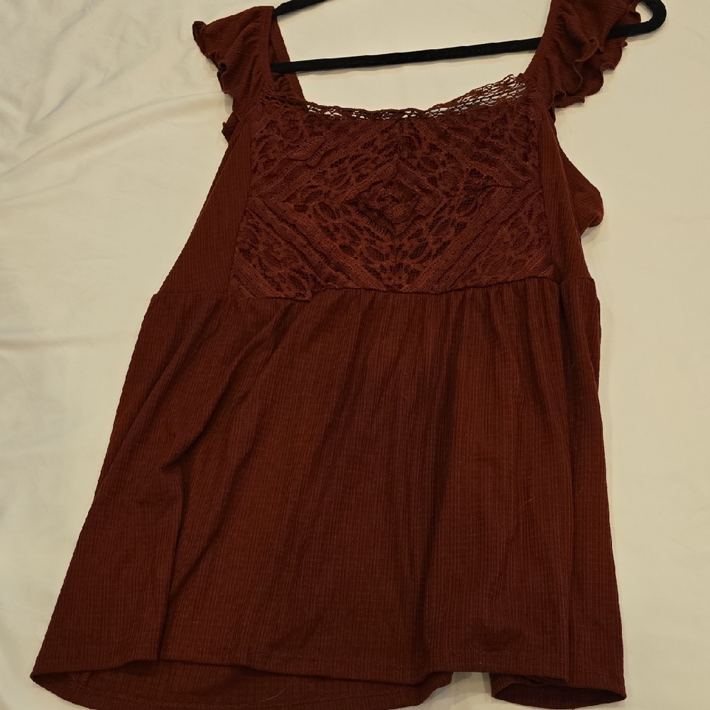 Torrid Ruffled Lace Blouse Burnt Orange